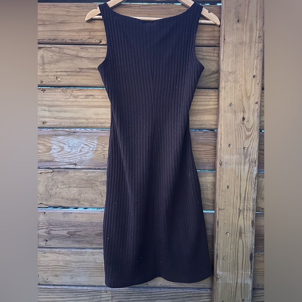 Vintage Brown Boat Neck Sweater Dress